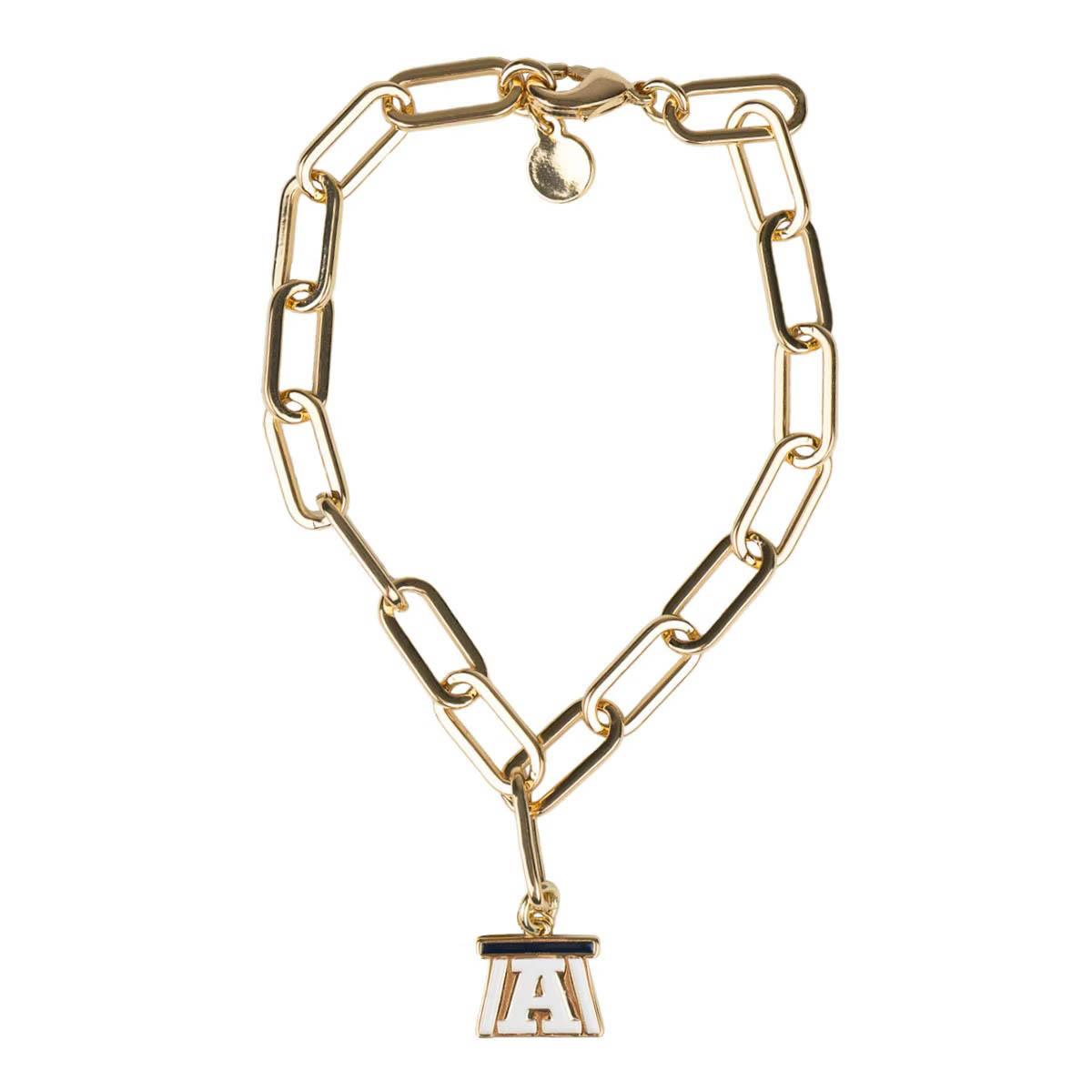 N&S Utah state block a charm bracelet gold